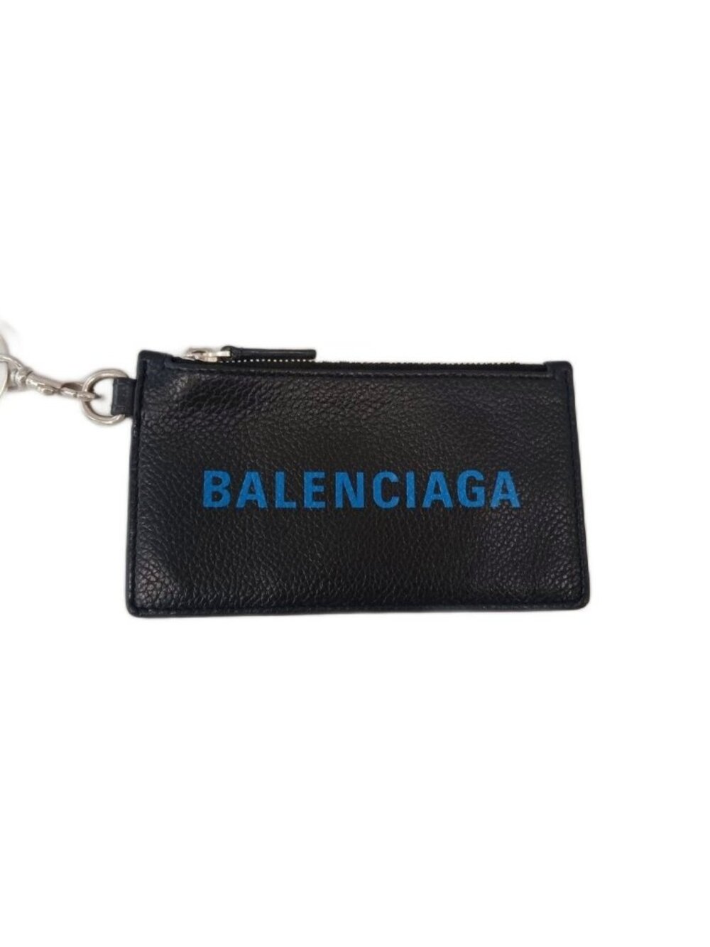 Balenciaga Card Case Coin Purse Logo Leather Black Blue